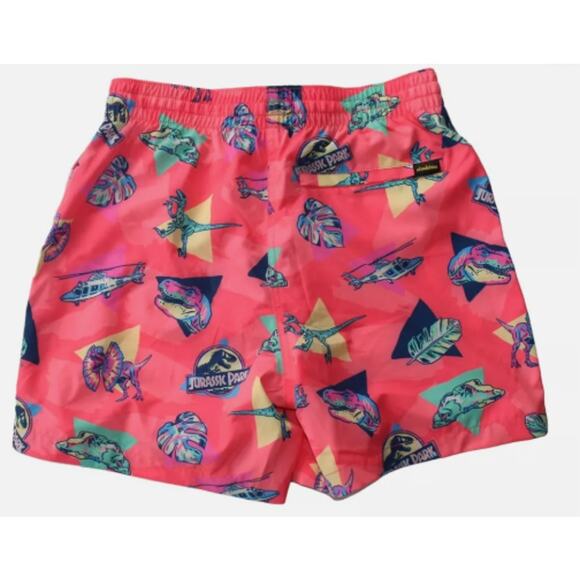 Chubbies Kids 12-18 The Raptor Trainers Swim Trunk Pink Jurassic Park Drawstring - Picture 2 of 10